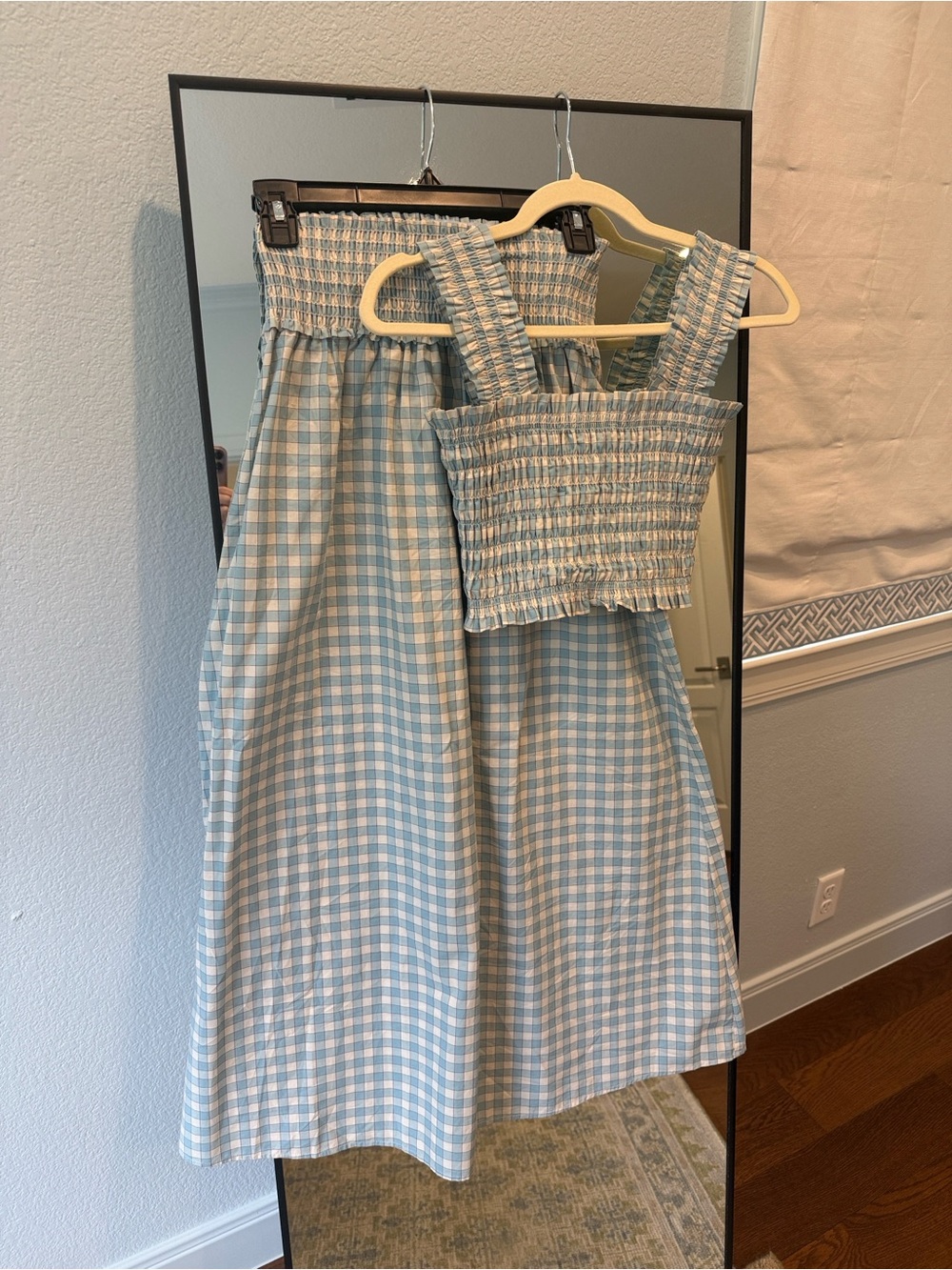 Hill House Blue Gingham Maxi Skirt - Smocked Waist with matching crop top - Picture 2 of 4